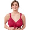 Comfort Choice Women’s Plus Size Easy Enhancer Front Close Wireless Posture Bra(Classic Red)