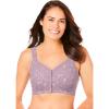 Comfort Choice Women’s Plus Size Front-Close Cotton Wireless Posture Bra(Sunset Mauve Floral)