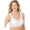 Comfort Choice Women’s Plus Size Front-Close Cotton Wireless Posture Bra(White)
