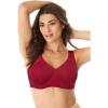 Comfort Choice Women’s Plus Size Out Wire Bra(Burgundy)