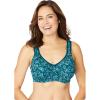 Comfort Choice Women’s Plus Size Out Wire Bra(Deep Teal Abstract)