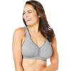 Comfort Choice Women’s Plus Size Wireless Back-Close Lounge Bra(Heather Grey)