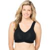 Comfort Choice Women’s Plus Size Wireless Front-Close Lounge Bra(Black)