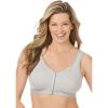 Comfort Choice Women’s Plus Size Wireless Front-Close Lounge Bra(Heather Grey)