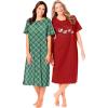 Dreams & Co. Plus Size 2-Pack Long Sleepshirts(Classic Red Reindeer Cat)