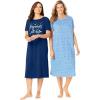 Dreams & Co. Plus Size 2-Pack Long Sleepshirts(Evening Blue Pajamas)