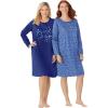 Dreams & Co. Plus Size 2-Pack Long-Sleeve Sleepshirt(Evening Blue Pajamas)