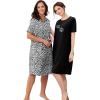Dreams & Co. Plus Size 2-Pack Short-Sleeve Sleepshirt(Black Animal Paw)