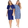 Dreams & Co. Plus Size 2-Pack Short-Sleeve Sleepshirt(Evening Blue Golden Retriever)