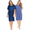 Dreams & Co. Plus Size 2-Pack Short-Sleeve Sleepshirt(Evening Blue Pajamas)