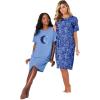 Dreams & Co. Plus Size 2-Pack Short-Sleeve Sleepshirt(French Blue Tie Dye Moon)