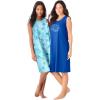 Dreams & Co. Plus Size 2-Pack Sleeveless Sleepshirt(Pretty Aqua Turtle)