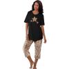 Dreams & Co. Plus Size 2-Piece Capri PJ Set(Classic Leopard)