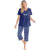 Dreams & Co. Plus Size 2-Piece Capri PJ Set(Evening Blue Flowers)
