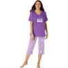 Dreams & Co. Plus Size 2-Piece Capri PJ Set(Pretty Violet Snowman)