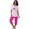 Dreams & Co. Plus Size 2-Piece Capri PJ Set(Raspberry Sorbet Animal Tree)