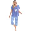 Dreams & Co. Plus Size 2-Piece Capri PJ Set(Sky Blue Winter Cat)