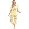 Dreams & Co. Plus Size 2-Piece Capri PJ Set(Yellow Cats)