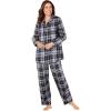 Dreams & Co. Plus Size Classic Flannel Pajama Set(Black Plaid)