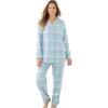Dreams & Co. Plus Size Classic Flannel Pajama Set(Soft Iris Plaid)