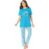 Dreams & Co. Plus Size Graphic Tee PJ Set(Caribbean Blue Clouds)