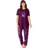 Dreams & Co. Plus Size Graphic Tee PJ Set(Dark Berry Snowflake)