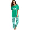 Dreams & Co. Plus Size Graphic Tee PJ Set(Tropical Emerald Cat)