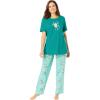 Dreams & Co. Plus Size Graphic Tee PJ Set(Waterfall Owl)