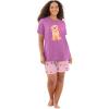 Dreams & Co. Plus Size Knit Pj Short Set(Pretty Orchid Roses)