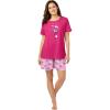 Dreams & Co. Plus Size Knit Pj Short Set(Raspberry Sorbet Flamingos)