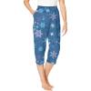 Dreams & Co. Plus Size Knit Sleep Capri(Dusty Indigo Snowflakes)