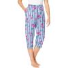 Dreams & Co. Plus Size Knit Sleep Capri(French Blue Floral Stripe)
