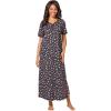 Dreams & Co. Plus Size Long Henley Sleepshirt(Black Multi Floral)