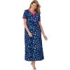 Dreams & Co. Plus Size Long Henley Sleepshirt(Evening Blue Stars)