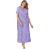 Dreams & Co. Plus Size Long Henley Sleepshirt(Soft Iris Hearts)