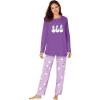 Dreams & Co. Plus Size Long Sleeve Knit PJ Set(Pretty Violet Snowman)
