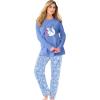 Dreams & Co. Plus Size Long Sleeve Knit PJ Set(Sky Blue Winter Cat)