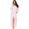 Dreams & Co. Plus Size Long Terry Robe(Pink Stripe)