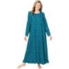 Dreams & Co. Plus Size Long-Sleeve Gown(Deep Teal Ditsy)