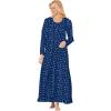 Dreams & Co. Plus Size Long-Sleeve Gown(Evening Blue Flowers)