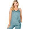 Dreams & Co. Plus Size Marled Lace-Trim Sleep Tank(Deep Teal Marled)