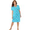 Dreams & Co. Plus Size Print Sleepshirt(Caribbean Blue Elephant)