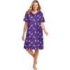 Dreams & Co. Plus Size Print Sleepshirt(Plum Burst Cat)