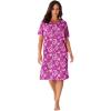 Dreams & Co. Plus Size Print Sleepshirt(Raspberry Peace Sign)