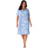 Dreams & Co. Plus Size Print Sleepshirt(Sky Blue Winter Cat)