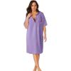 Dreams & Co. Plus Size Satin Trim Cotton Sleepshirt(Soft Iris Love)