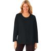 Dreams & Co. Plus Size Satin Trim Sleep Tee(Black)