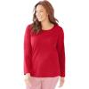 Dreams & Co. Plus Size Satin Trim Sleep Tee(Classic Red)
