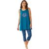 Dreams & Co. Plus Size Scoopneck Tank & Capri Legging PJ Set(Deep Teal Stargazer)