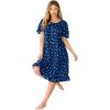 Dreams & Co. Plus Size Short Floral Print Cotton Gown(Evening Blue Flowers)
